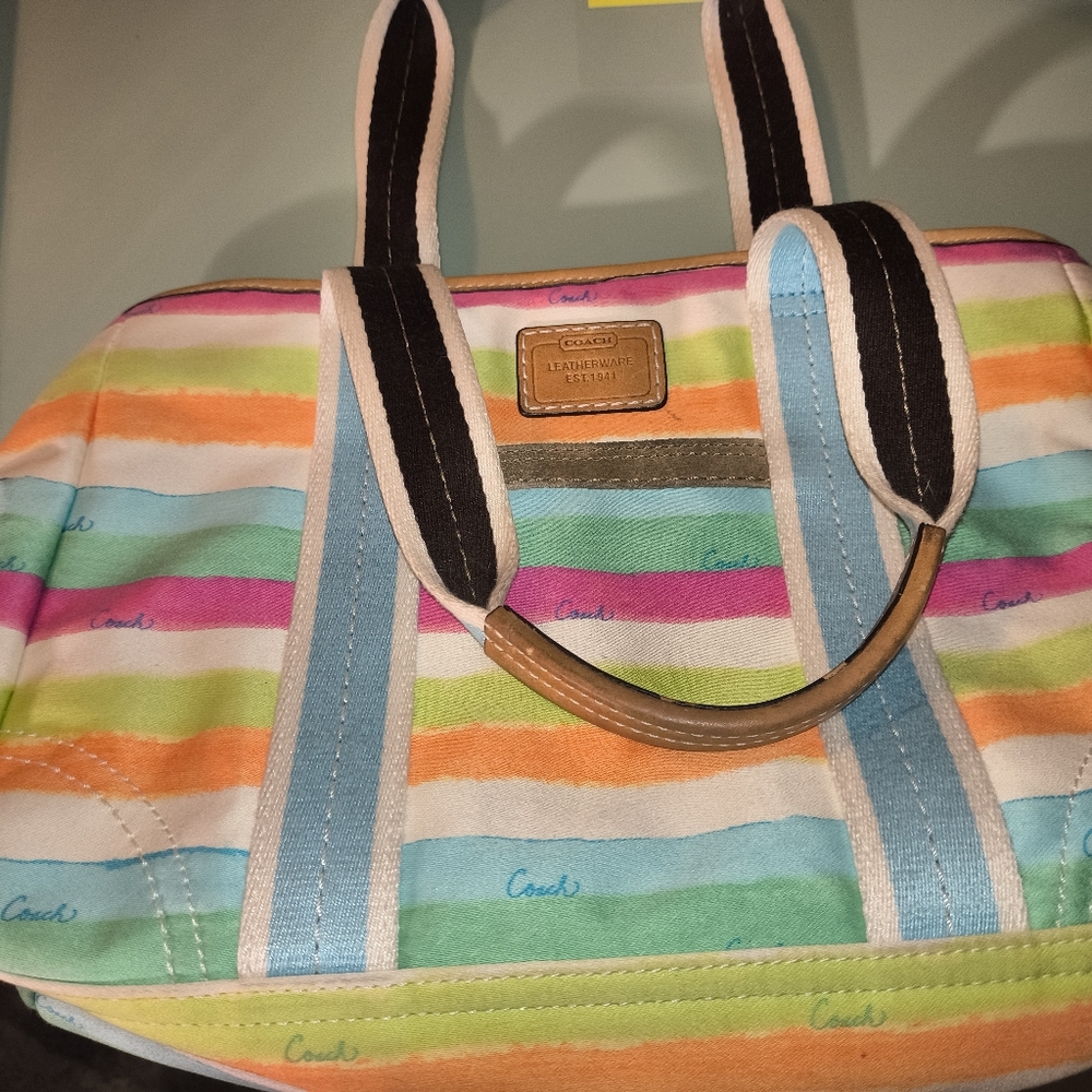 Coach Multicolor Striped Tote Bag